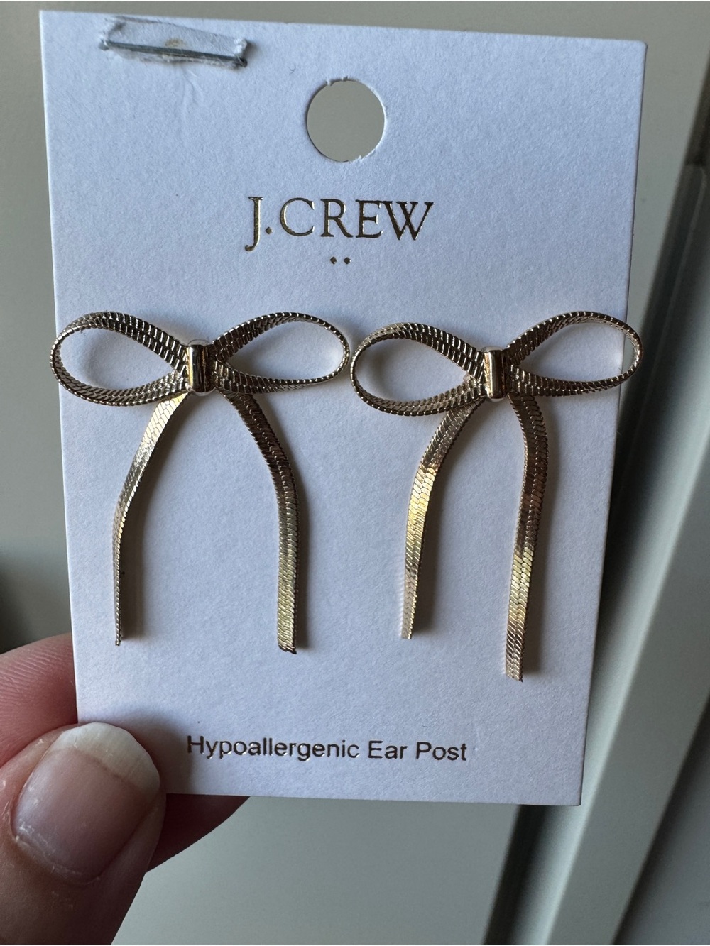 NWT! J. CREW FACTORY Metallic Bow Earrings, Gold - Picture 8 of 14